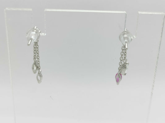 Colored Stone and Transparent Stone K14WG 0.5g Earrings