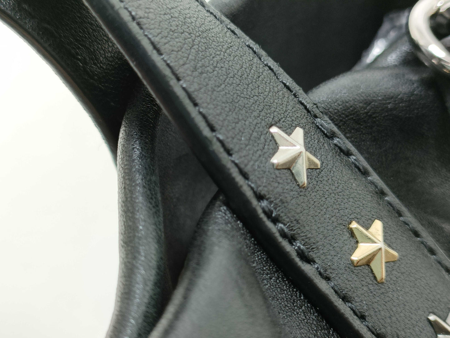 JIMMY CHOO Sophia 2-way handbag, leather, studded, black tote bag