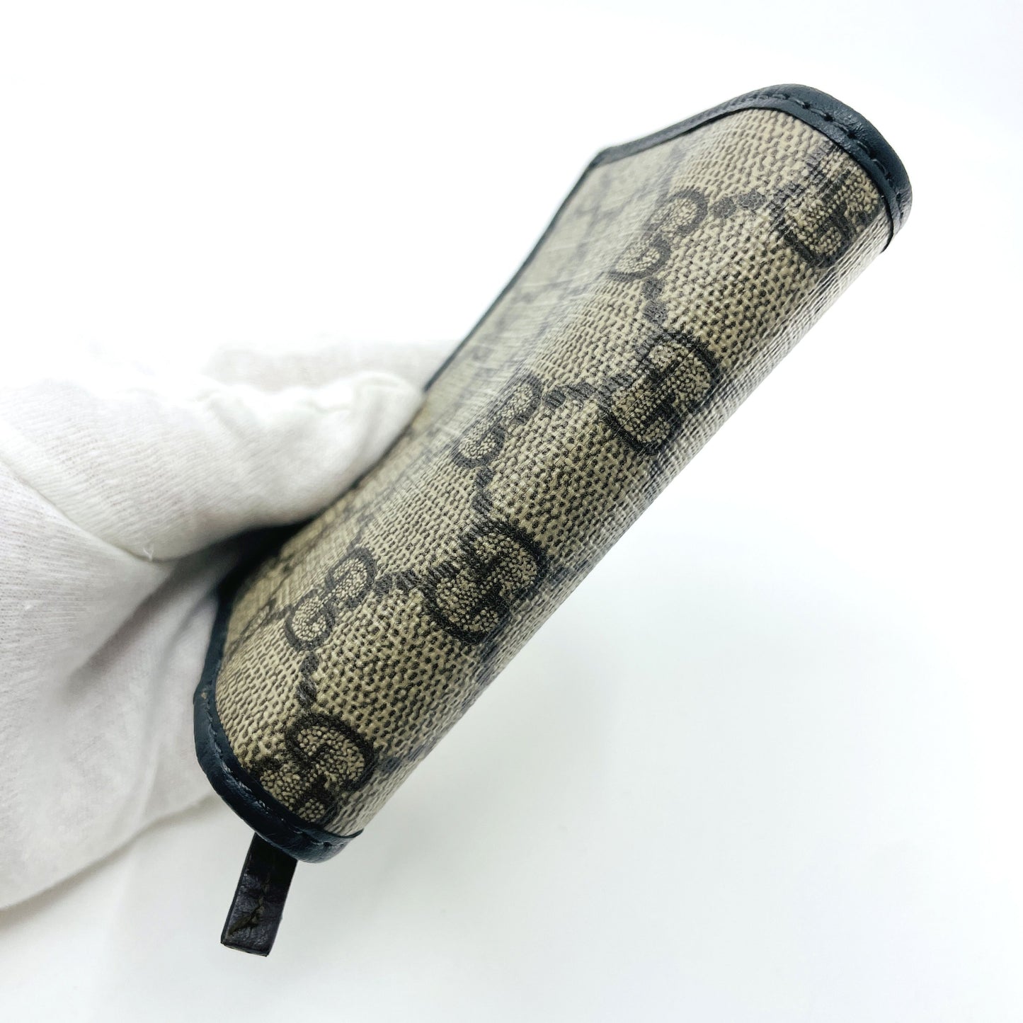 GUCCI GG Supreme Bi-fold Mini Wallet, Beige, 508757 Compact Wallet