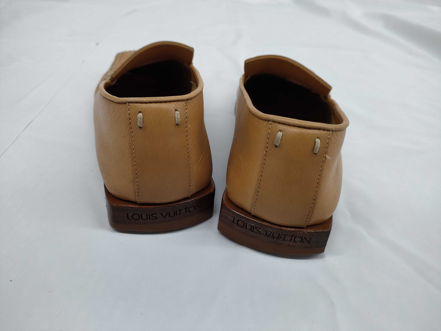 LOUIS VUITTON LV Leather Loafers Beige Size 35.5 BA1012 Other Shoes
