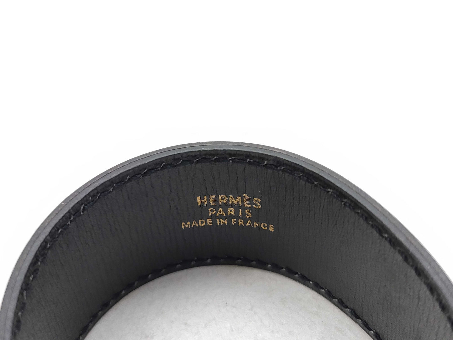 HERMES Leather Bracelet Black Bracelet Bangle