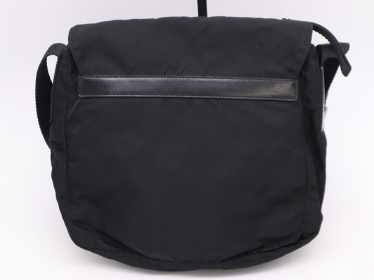 PRADA Nylon Triangle Logo Messenger Bag Black Shoulder Bag