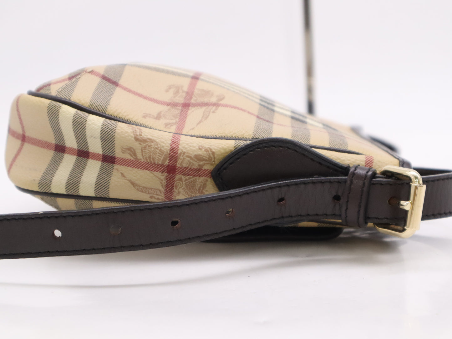 BURBERRY PVC x Leather Nova Check Shoulder Bag Brown Beige Shoulder Bag