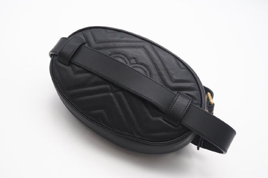 GUCCI 491294 Double G GG Marmont Quilted Belt Bag Black 498879 Waist Bag