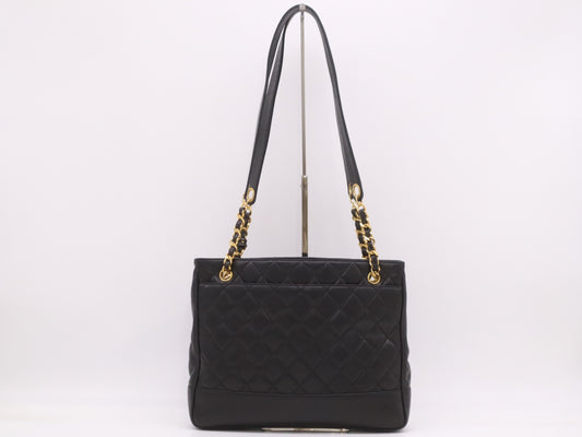 CHANEL Lambskin Chain Shoulder Bag with Black GD Hardware, Seal, Card, Dust Bag, 2541738