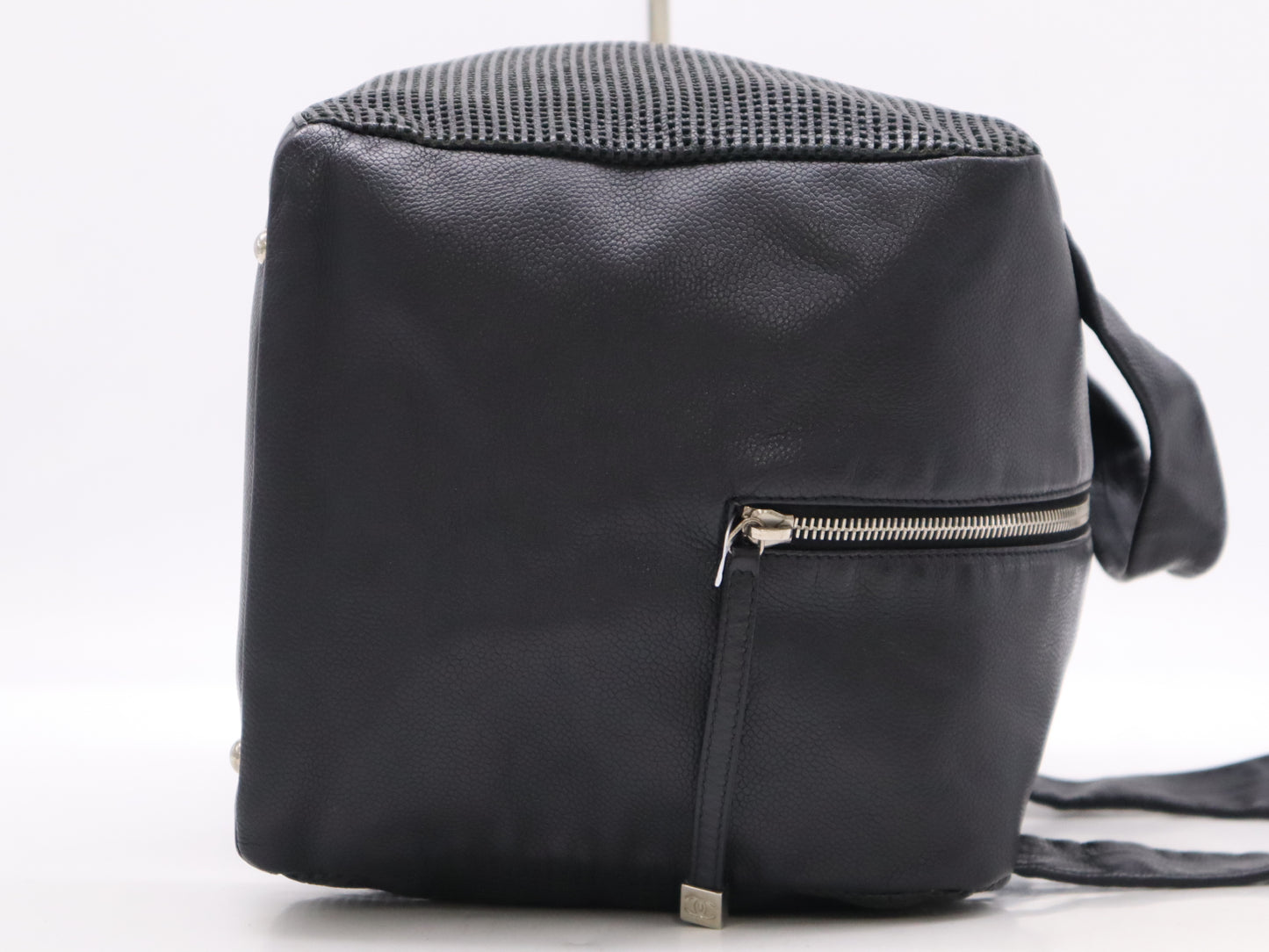 CHANEL Leather Cube Bag, Mesh, Black, Seal, Card, 9577838 Handbag