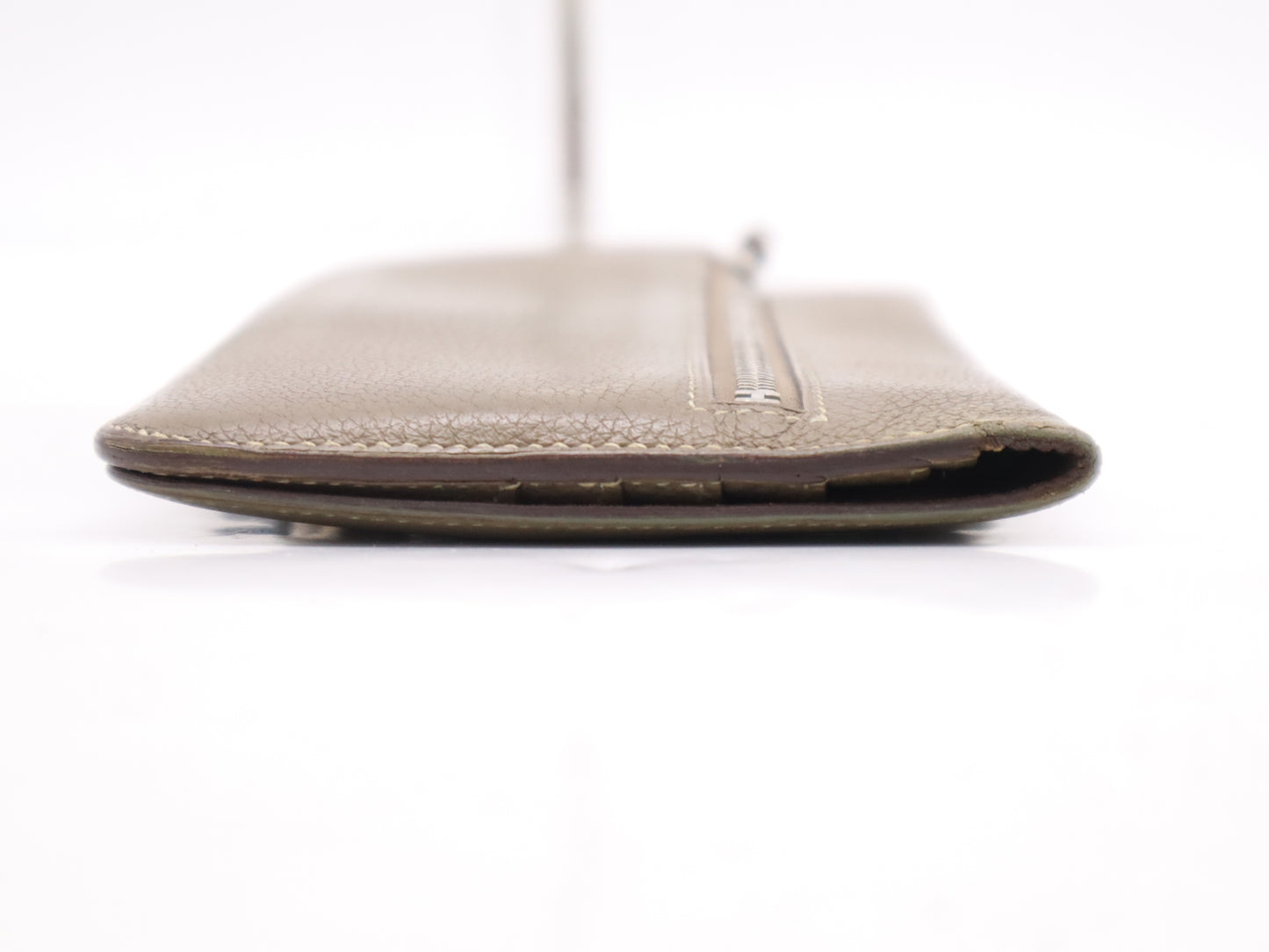 HERMES Togon Long Wallet, □N Stamp, 2010, Taurillon, Silver Hardware, Etoupe Wallet