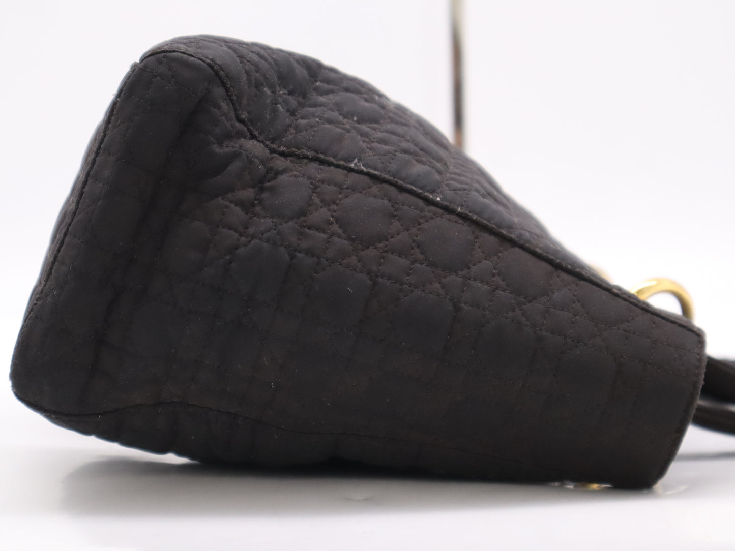 Dior Nylon Lady Dior Cannage Black Handbag with Charm and GD Hardware