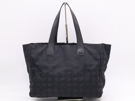 CHANEL Nylon and Leather New Travel Coco Mark Tote Bag, Black, Seal, 8333621 Tote Bag