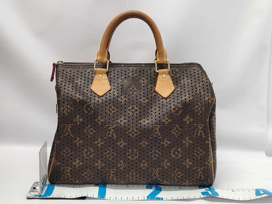LOUIS VUITTON M95180 Monogram Perforated Speedy 30 Fuchsia Handbag with Box and Dust Bag