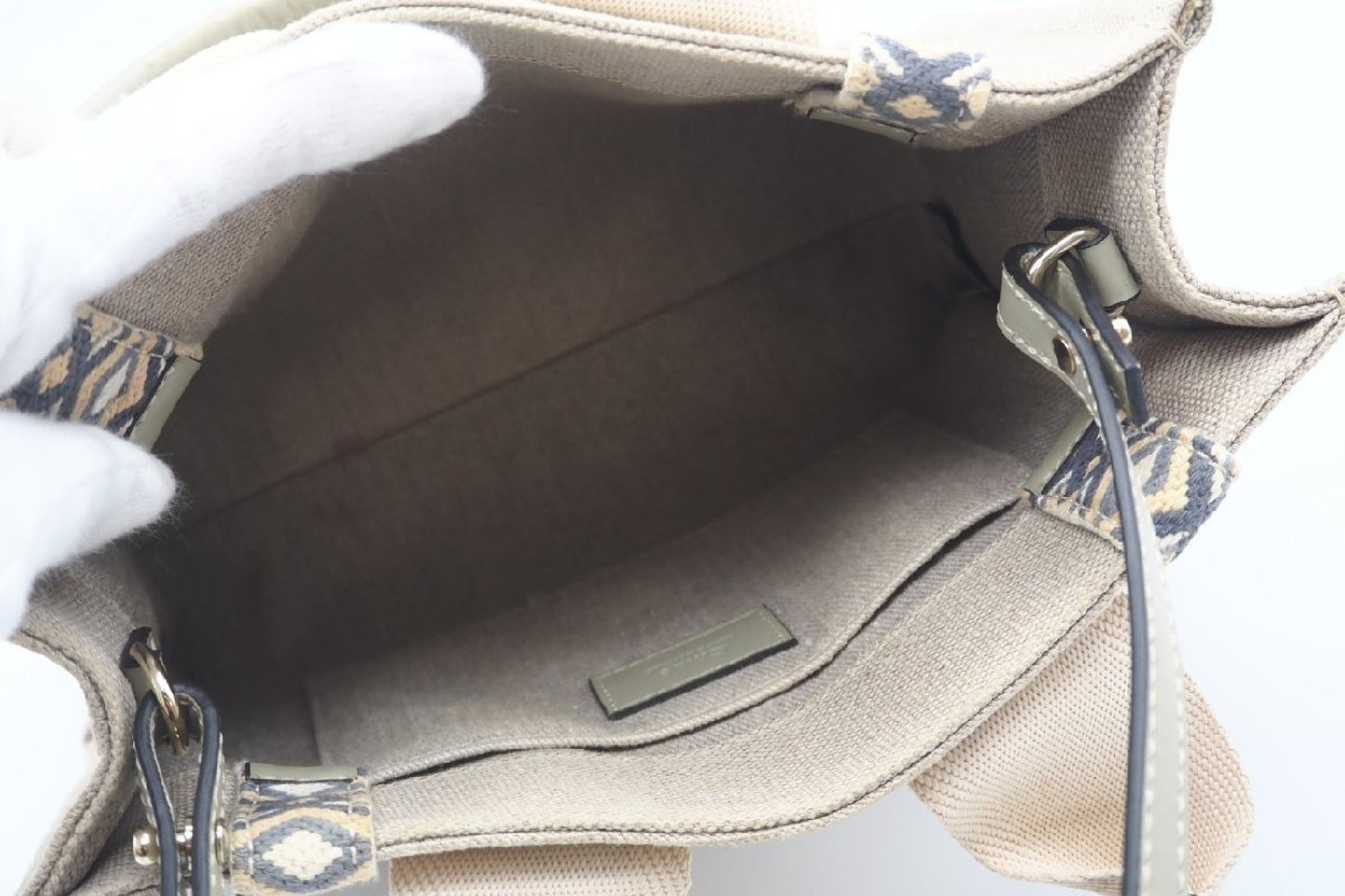 Chloe WOODY Small Tote Bag Slate Green Canvas Calfskin D29B Tote Bag