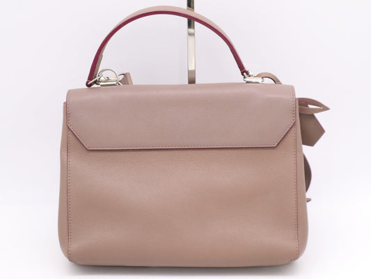 LOUIS VUITTON M50578 Calf Leather Lockme 2 Taupe Handbag with Shoulder Strap and Clasp