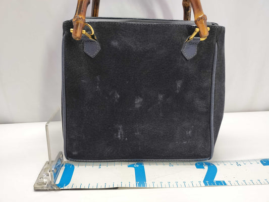 GUCCI Bamboo Suede Handbag in Navy