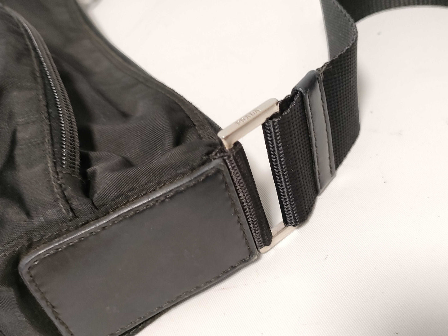 PRADA Nylon Prada Shoulder Bag with Triangle Logo, Black