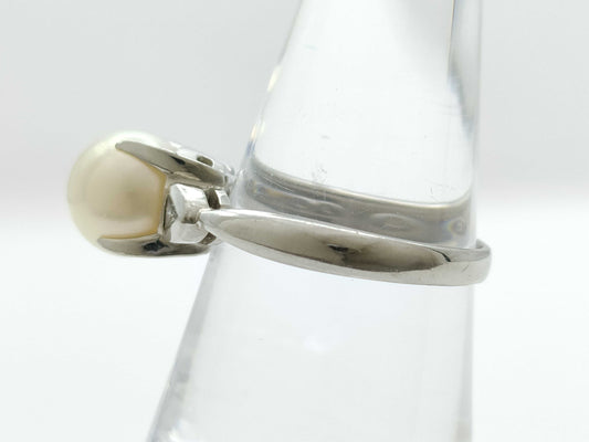 Pearl diameter: approx. 8.5mm, D0.15ct, PT900, 6.3g, Ring