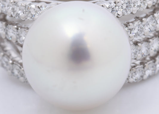 TASAKI Pearl Ring, 1.19ct, 13.3mm Diameter, PT900, 17.7g