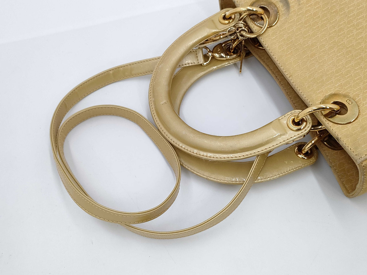 Dior Christian Dior Trotter Lady Dior Leather 2-Way Yellow Handbag