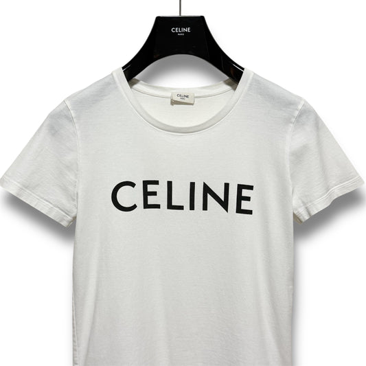 CELINE Crew Neck Logo Cotton Jersey Loose T-Shirt White Size S Shoulder 40cm x Sleeve 17cm x Chest 45cm x Length 54cm T-Shirt