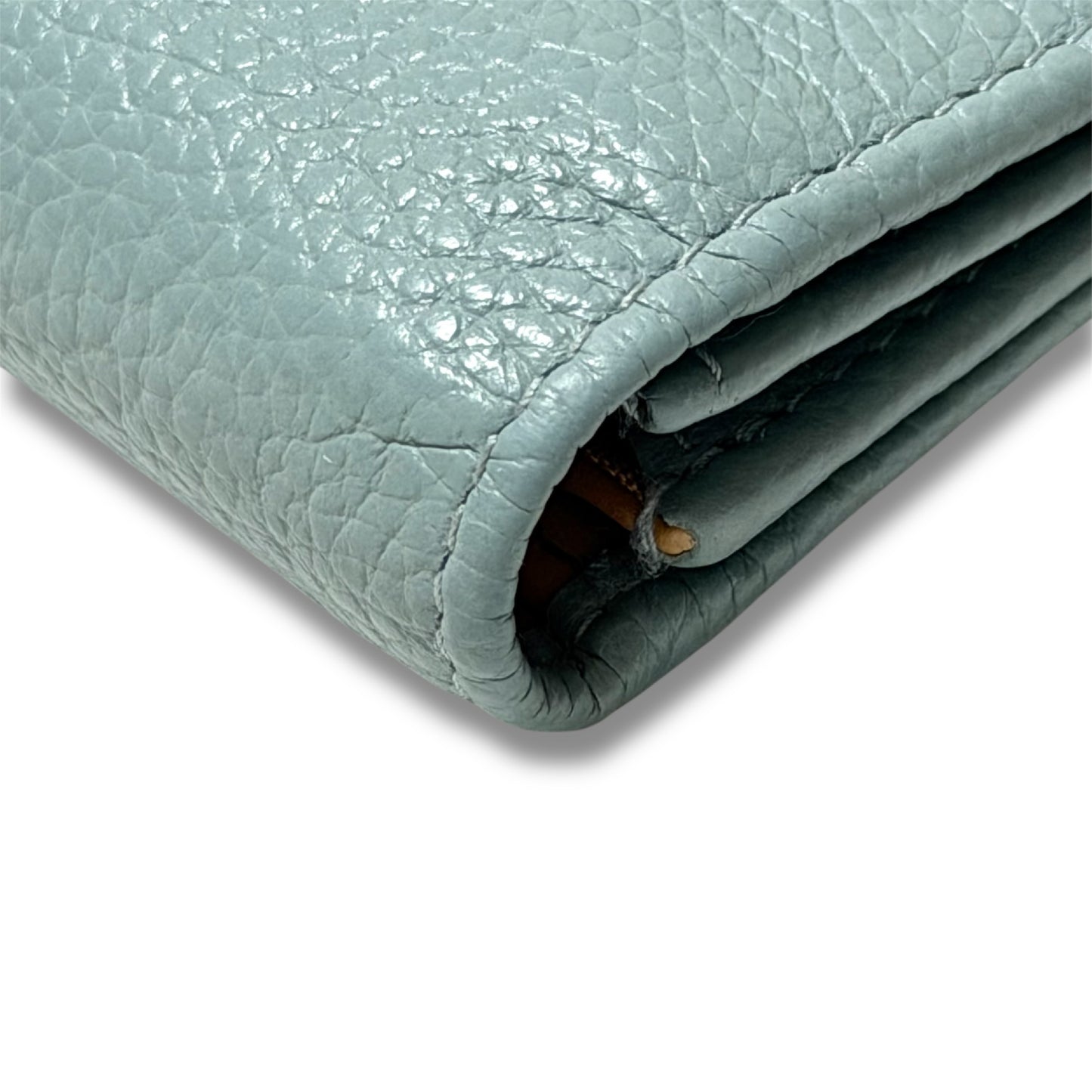 Miu Miu Wallet with Leather Band, Tri-fold Wallet, Light Blue, H9.5 x W10.5 x D2