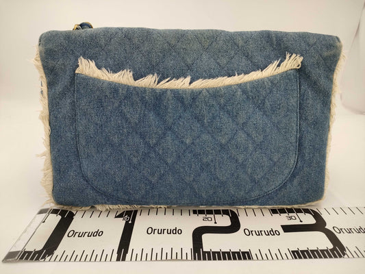 CHANEL Deca Matelasse 34 Denim/Blue/GD Shoulder Bag