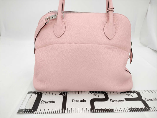 HERMES Bolide 31 Taurillon/Rose Sakura/U Stamp/Silver Shoulder Bag