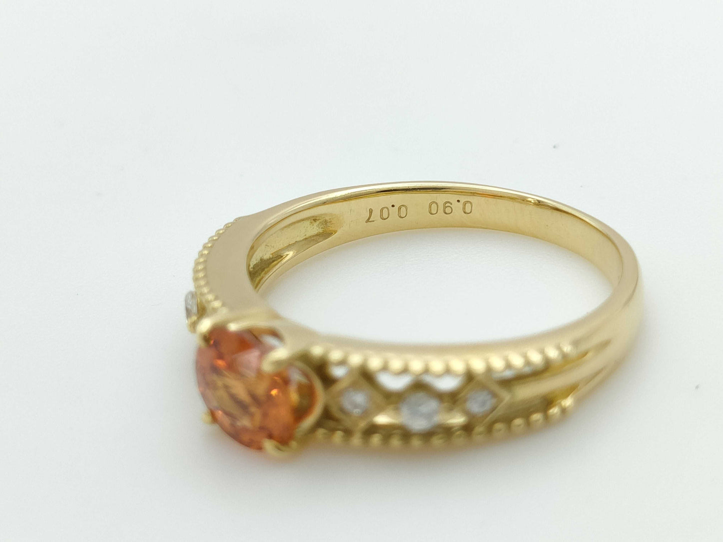 Colored Stone 0.90ct D0.07ct K18 3.6g Ring