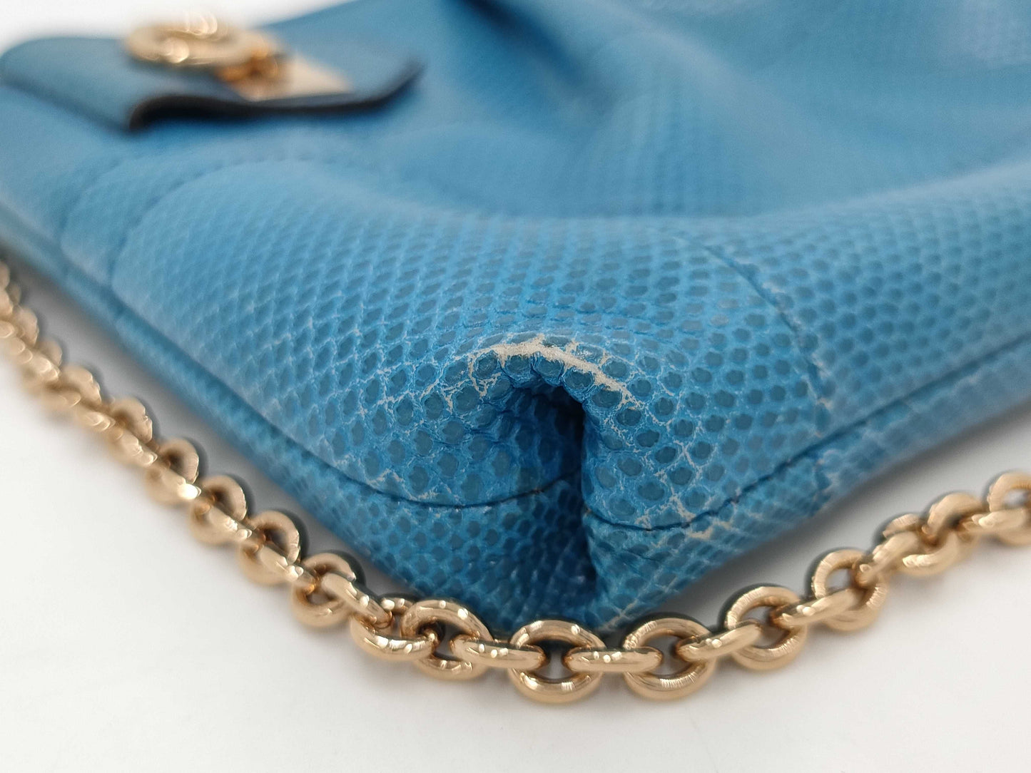 Salvatore Ferragamo Ferragamo Lizard Blue Shoulder Bag