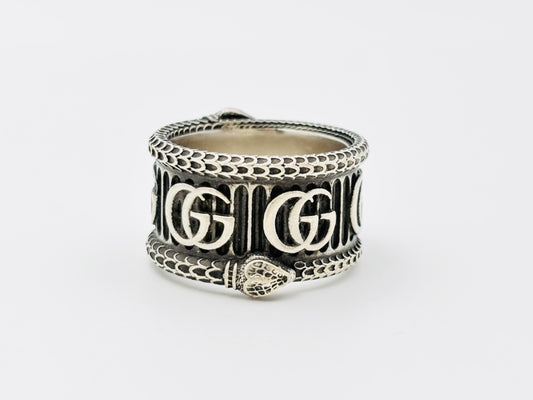 GUCCI GG Marmont Double G Snake Ring #20 925 16.2g Silver Ring