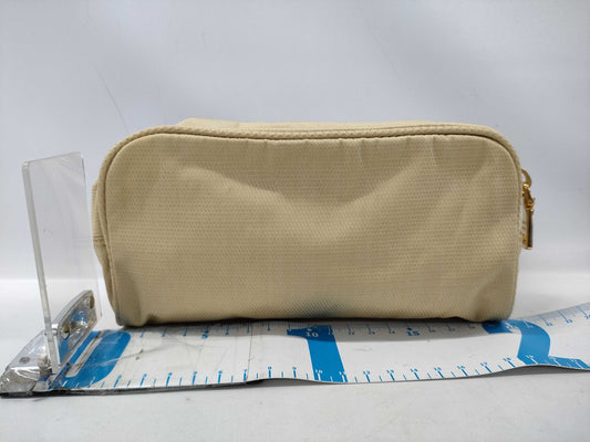 PRADA logo plate pouch, nylon, beige