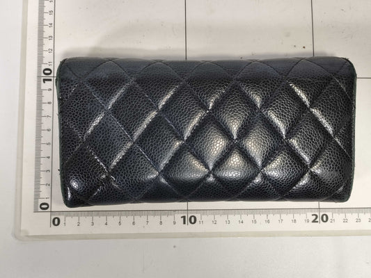 CHANEL Caviar Leather Matelasse Caviar Leather Long Wallet 25063581 Black Wallet