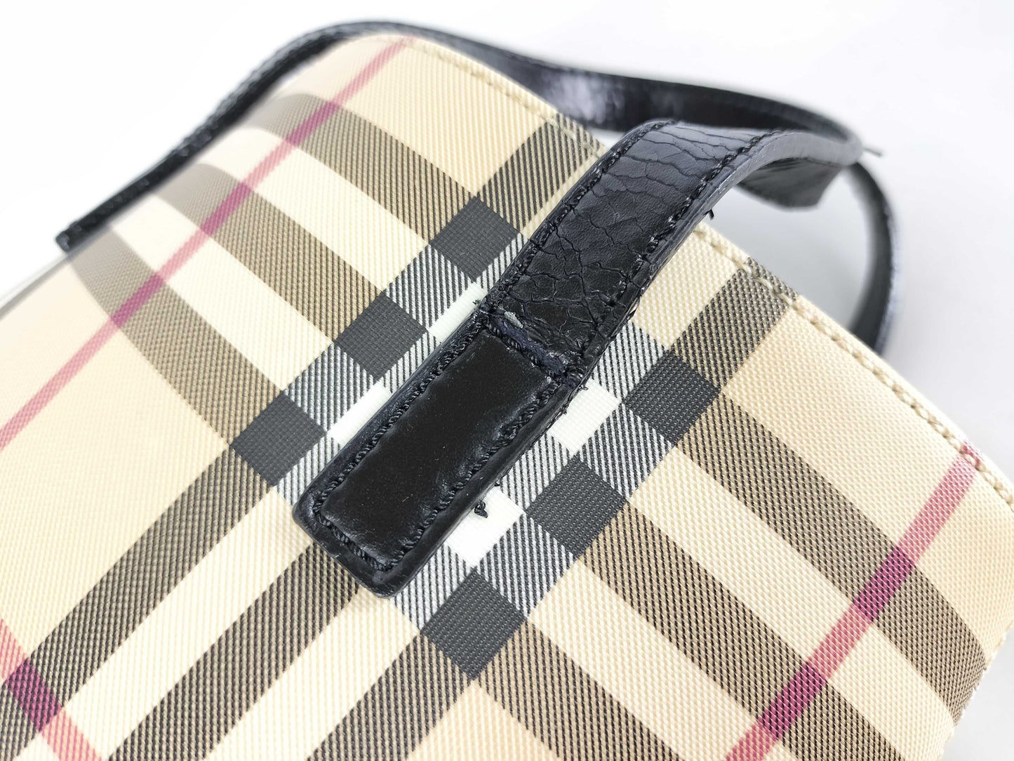 BURBERRY PVC x Leather Handbag Beige Tote Bag