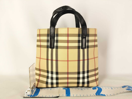 BURBERRY PVC x Leather Handbag Beige Tote Bag
