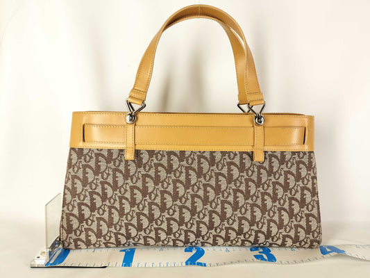 Dior Christian Dior Trotter Canvas and Leather Handbag BM-0042 Brown and Camel