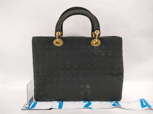 Dior Lady Dior Cannage Bag, Nylon with G Hardware, Black Handbag