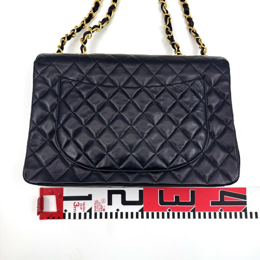 CHANEL Matelasse Deca Matelasse 34 Lambskin Black with Gold Hardware Shoulder Bag