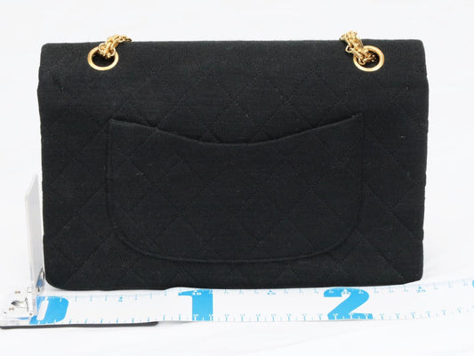 CHANEL Cotton Double Flap Shoulder Bag