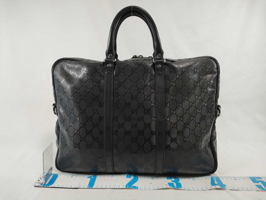 GUCCI GG Imprime Gucci 201480 GG Imprime Black Leather x PVC Handbag Business Bag