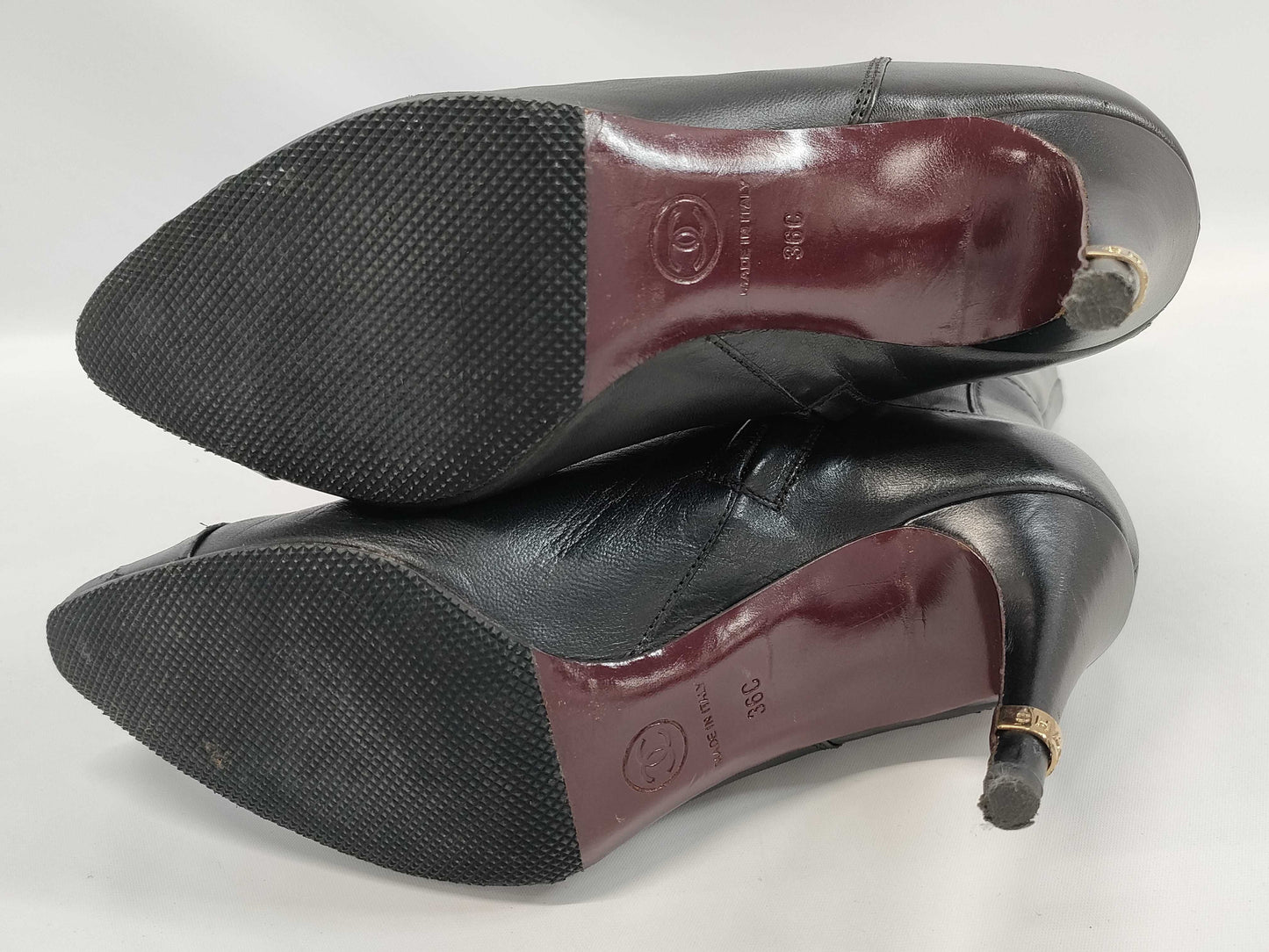 CHANEL CHANEL Boots Shoes Heel Leather Size 36 Black Other Shoes