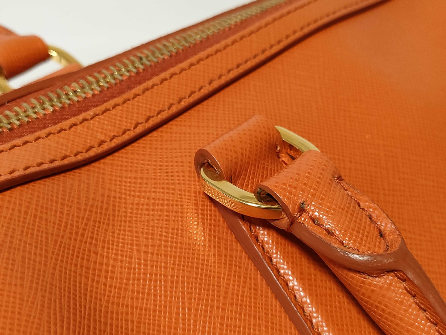 PRADA Saffiano Mini Boston Bag, Orange