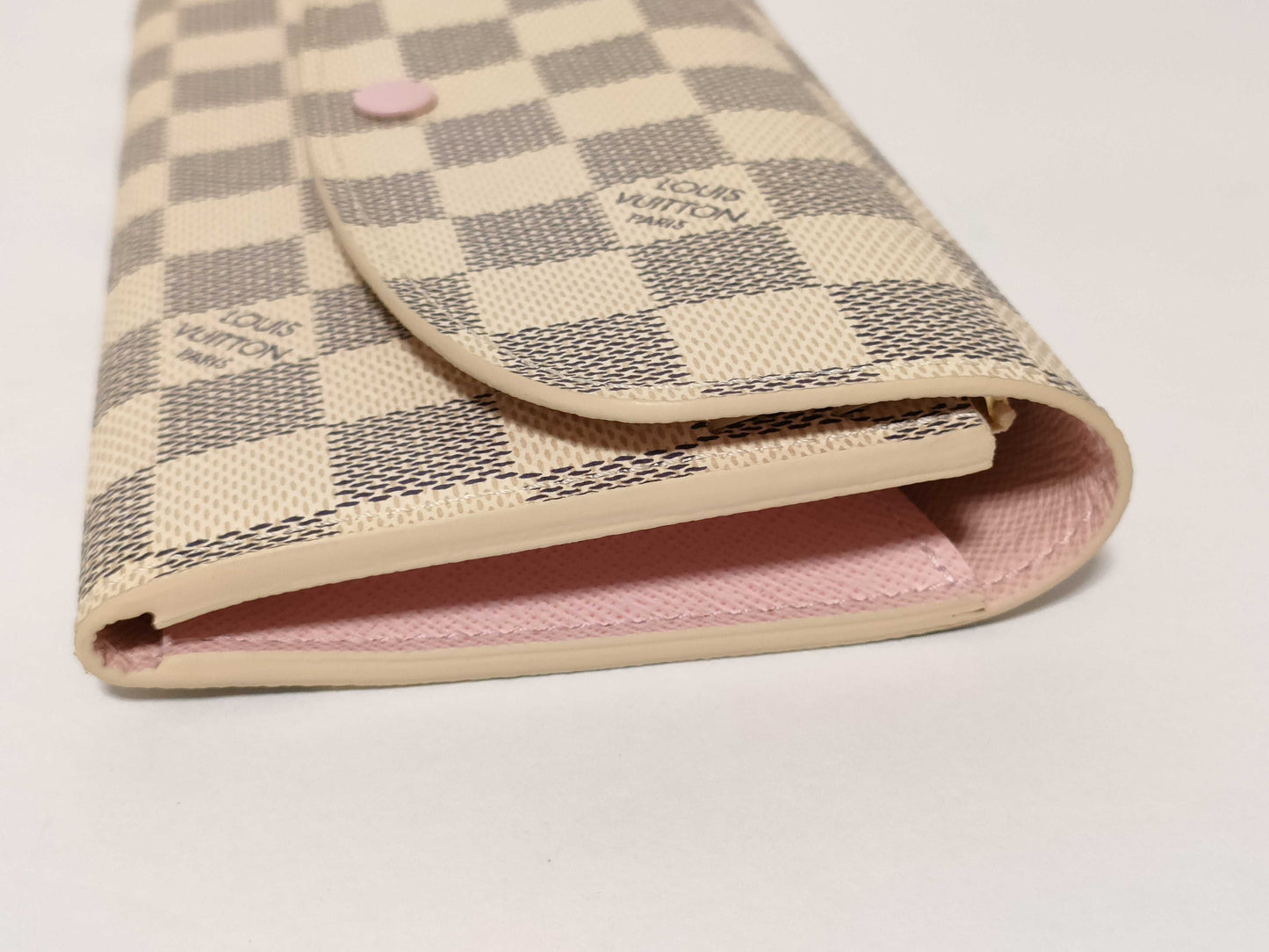 LOUIS VUITTON Damier Azur Portefeuille Emilie Damier Azur Rose Ballerine Wallet N41625