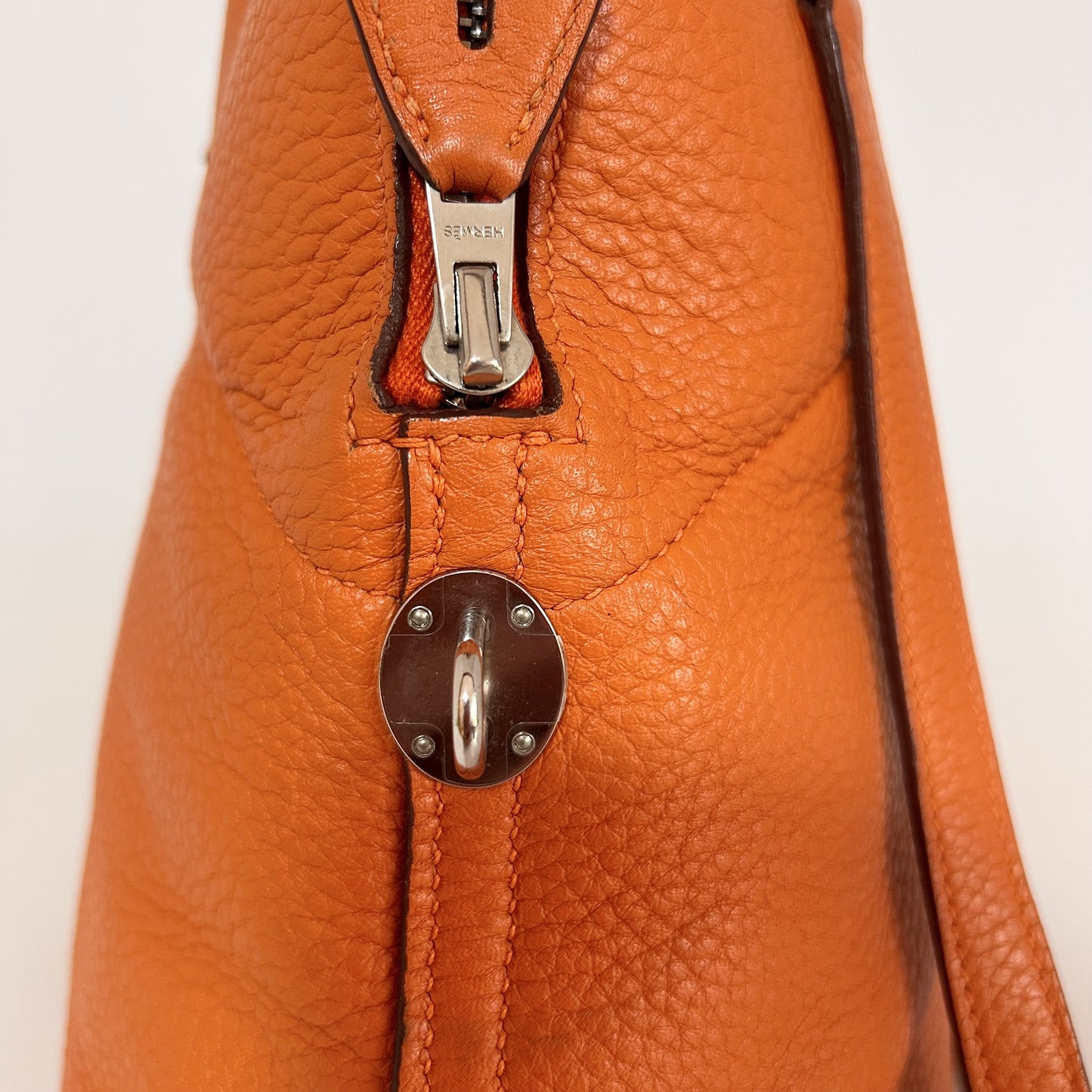 HERMES Bolide 31 Handbag/Shoulder Bag, Taurillon Clemence Leather, Orange, □Q Shoulder Bag