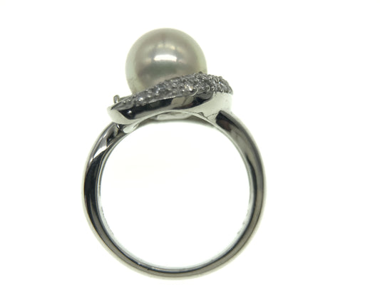 Pearl diameter: approx. 9.2mm, D0.43ct, PT900, 9.4g, Ring
