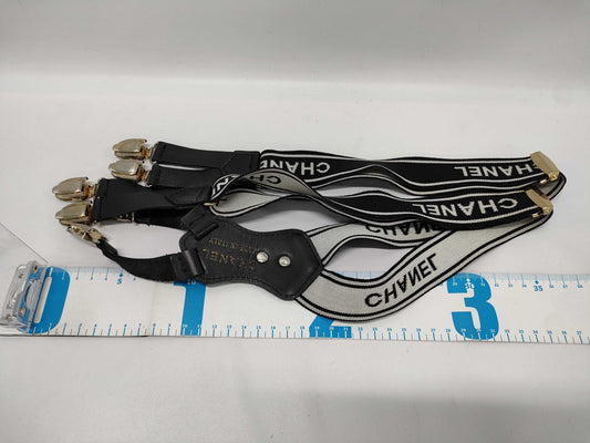 CHANEL Suspenders with Coco Mark Logo in Black Other Accessories