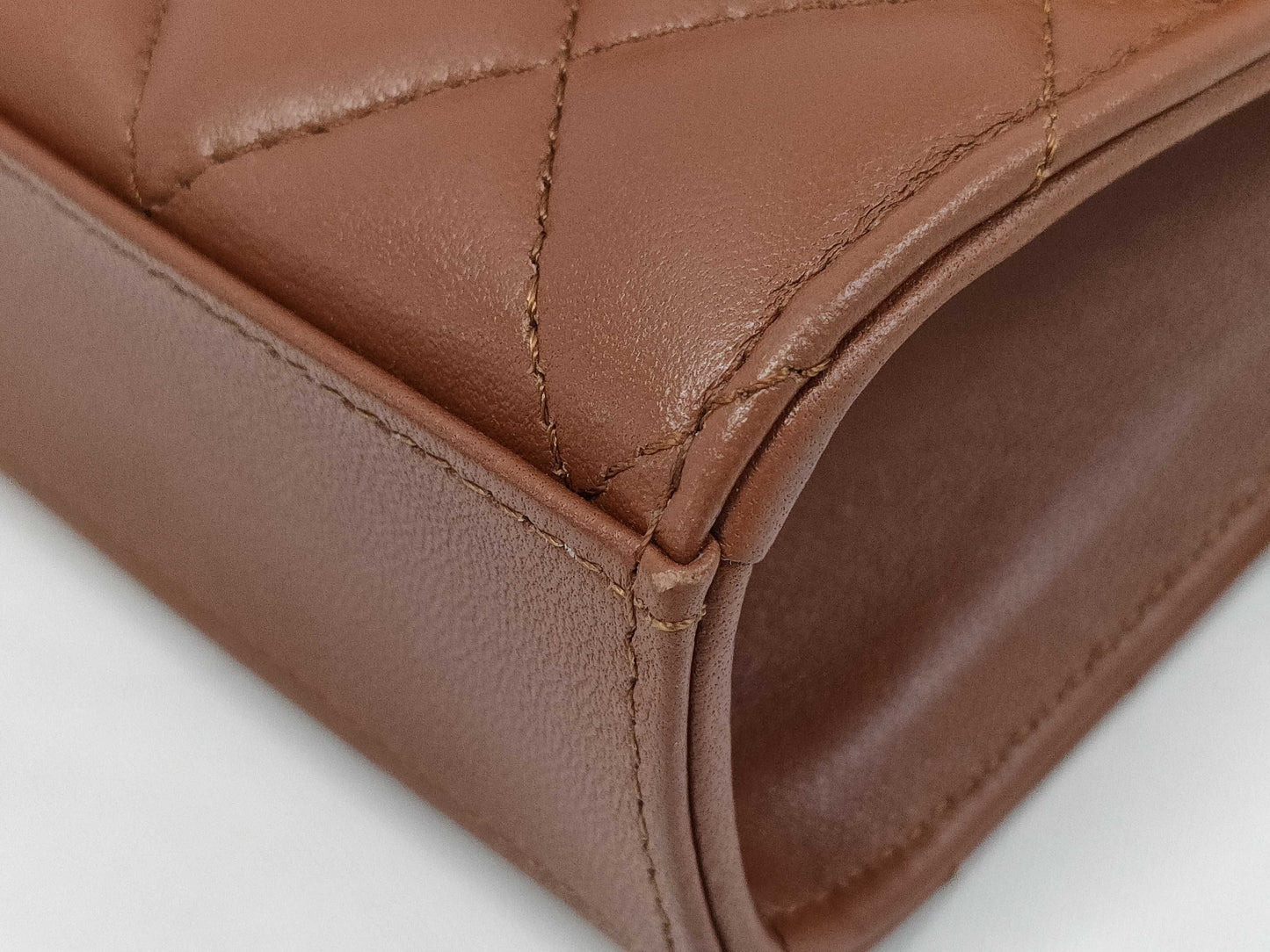 CHANEL CHANEL Shoulder Bag Chain Clutch/Matelasse AP2682 Brown x Yellow Lambskin 2-Way/Chain Shoulder Bag/Matte Gold Hardware/Mirror Shoulder Bag