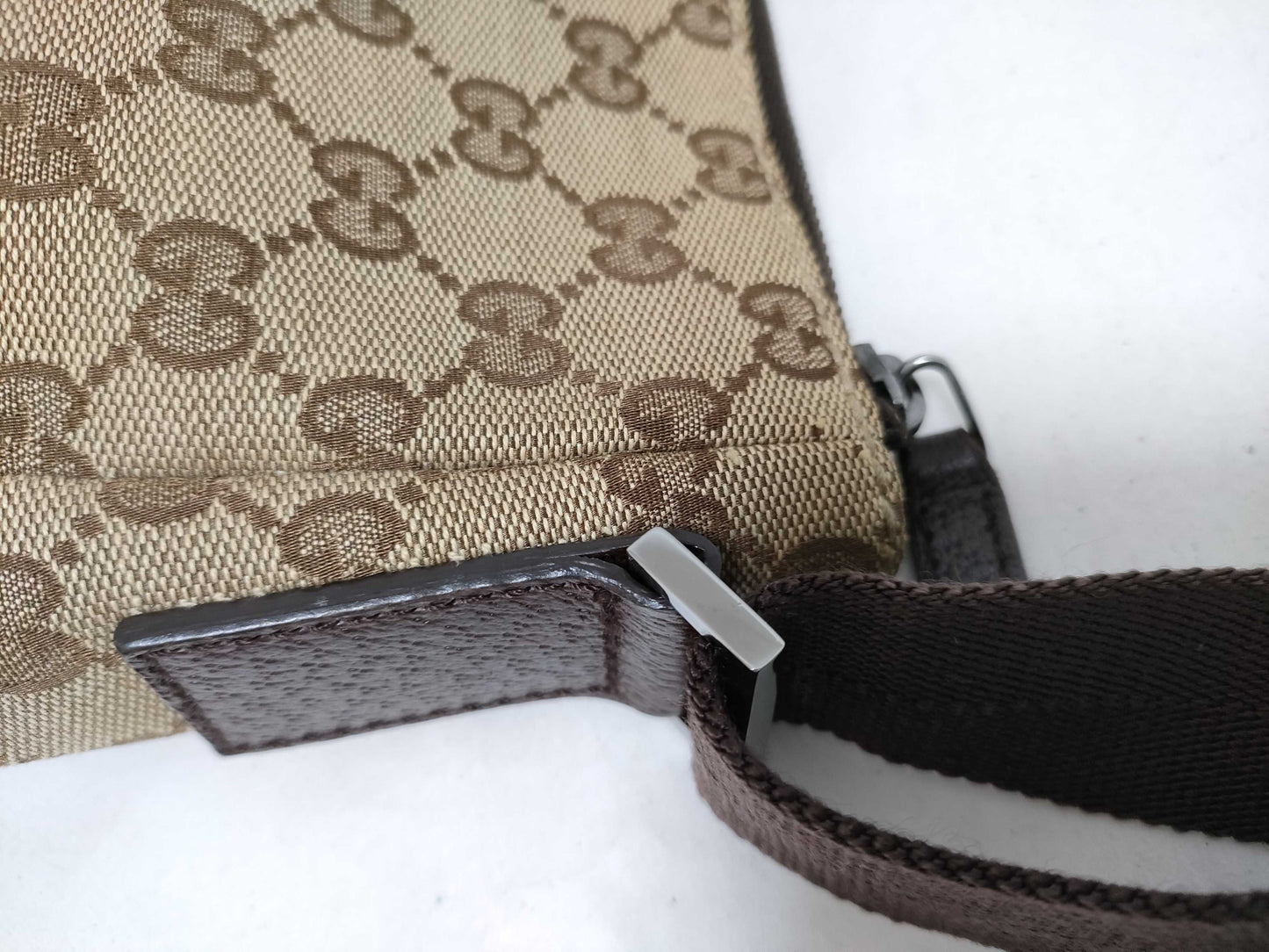 GUCCI GG Canvas Shoulder Bag, Canvas and Leather, Beige and Brown, 114273, Shoulder Bag