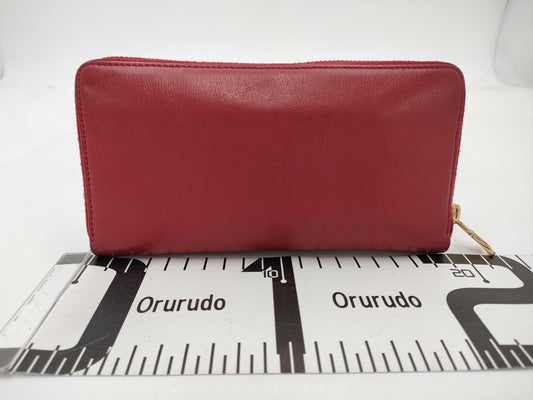 Yves Saint Laurent round zipper red wallet
