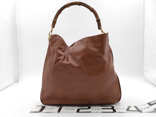 GUCCI 011.1781.1577 Bamboo 2-Way Brown Handbag with Strap and Dust Bag