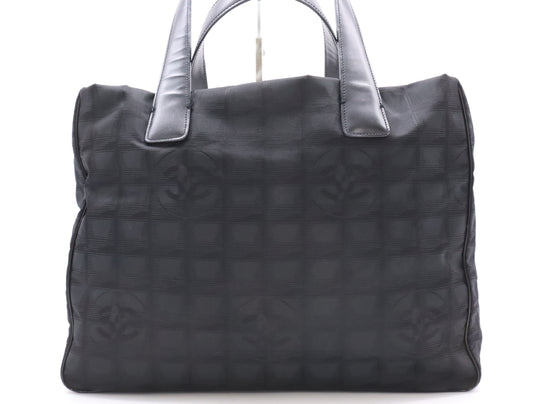 CHANEL New Travel Line A15991 Nylon x Leather New Travel Line Black Tote Bag