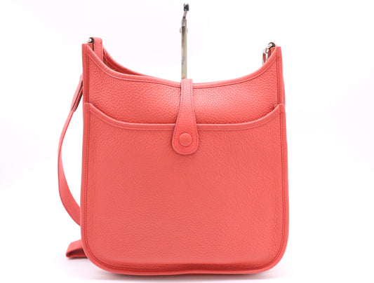 HERMES Evelyn Leather Shoulder Bag, 3PM, Orange, with Sterling Silver Hardware, Dust Bag, □N Stamp, 2010