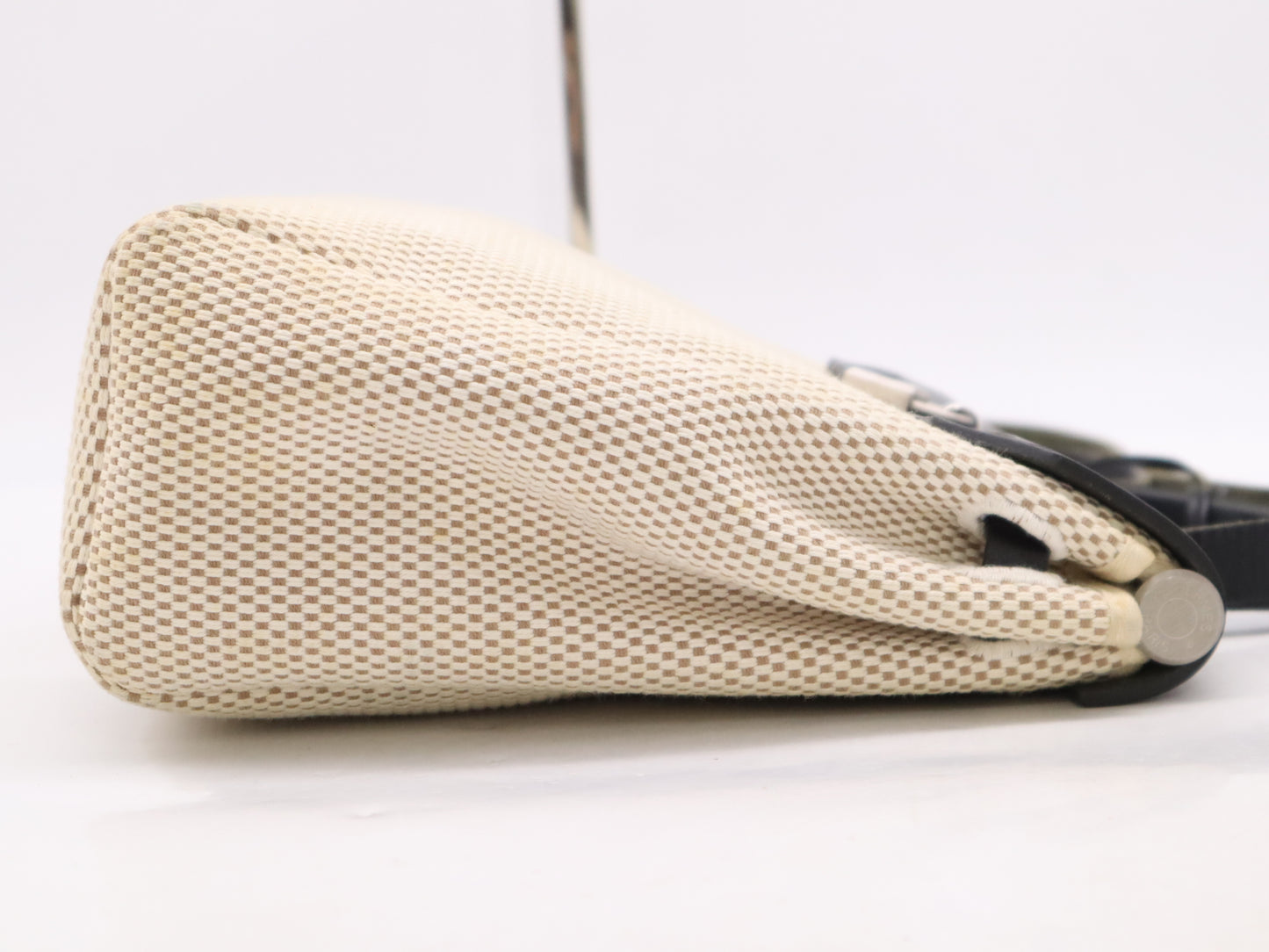 HERMES Airbag Toile Officier □G Stamp Airbag PM Black Tote Bag with Cloche, Cadena, 2 Keys, and Dust Bag